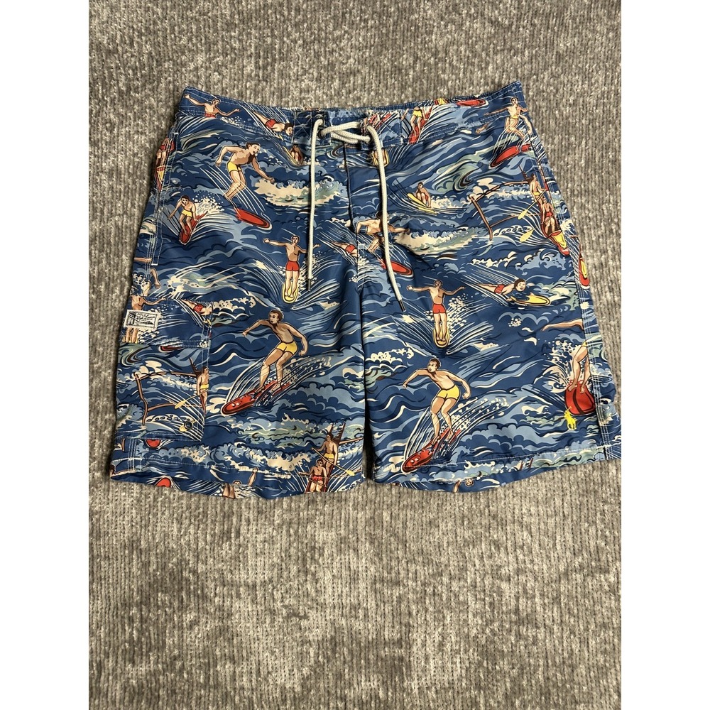 Polo Ralph Lauren Swim Trunks Hawaiian Surf Rowing Theme Surfing Board Shorts L